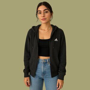 🔥 Adidas Black Full-Zip Hoodie with Drawstring Hood | Women’s Size (M)